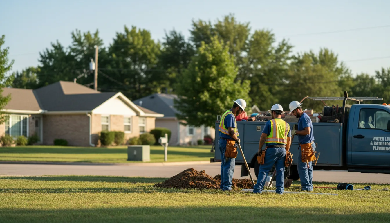Residential water line and bathroom plumbing service in Alden, KS